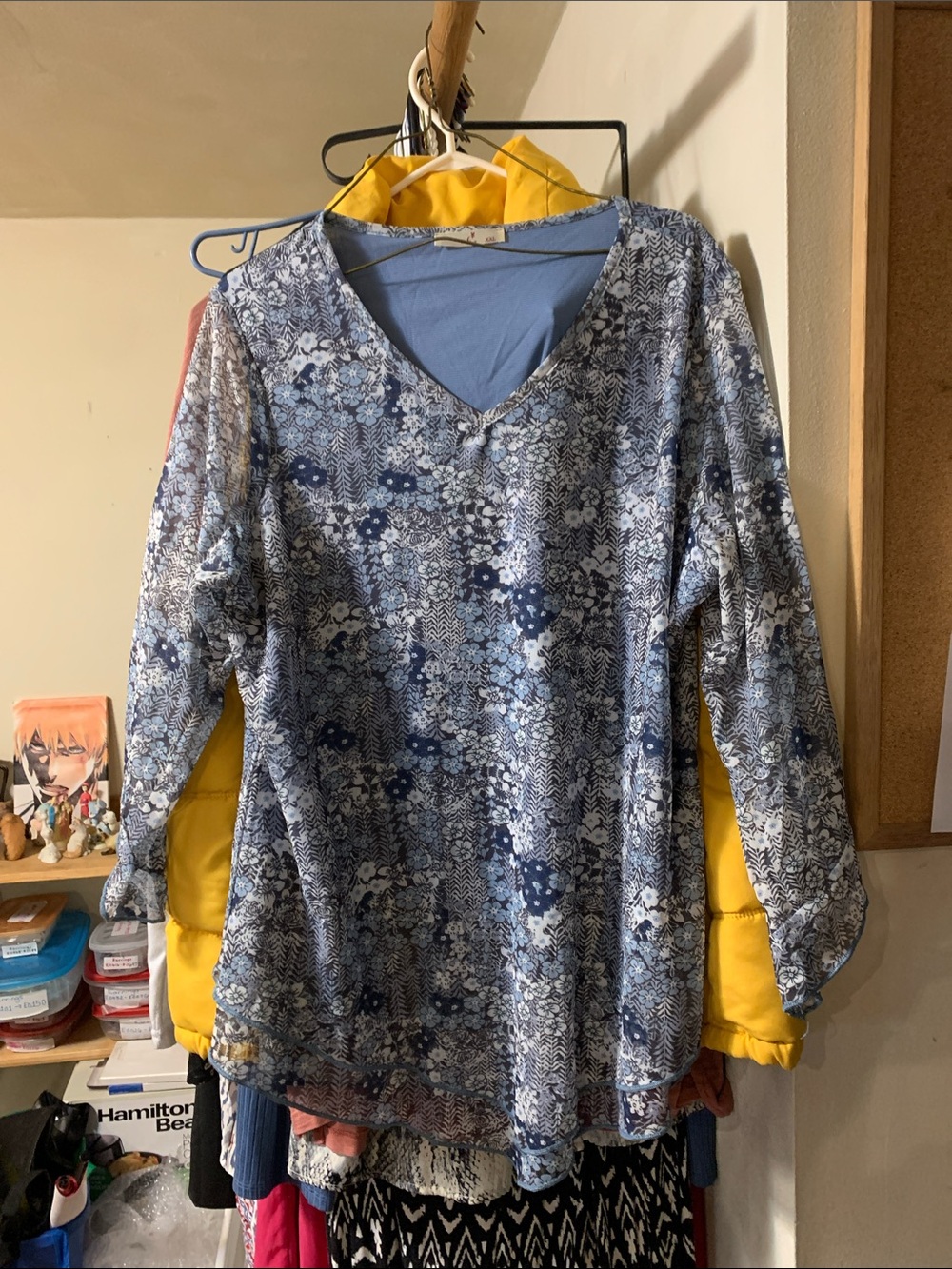 Blue Floral V-Neck Tunic Top